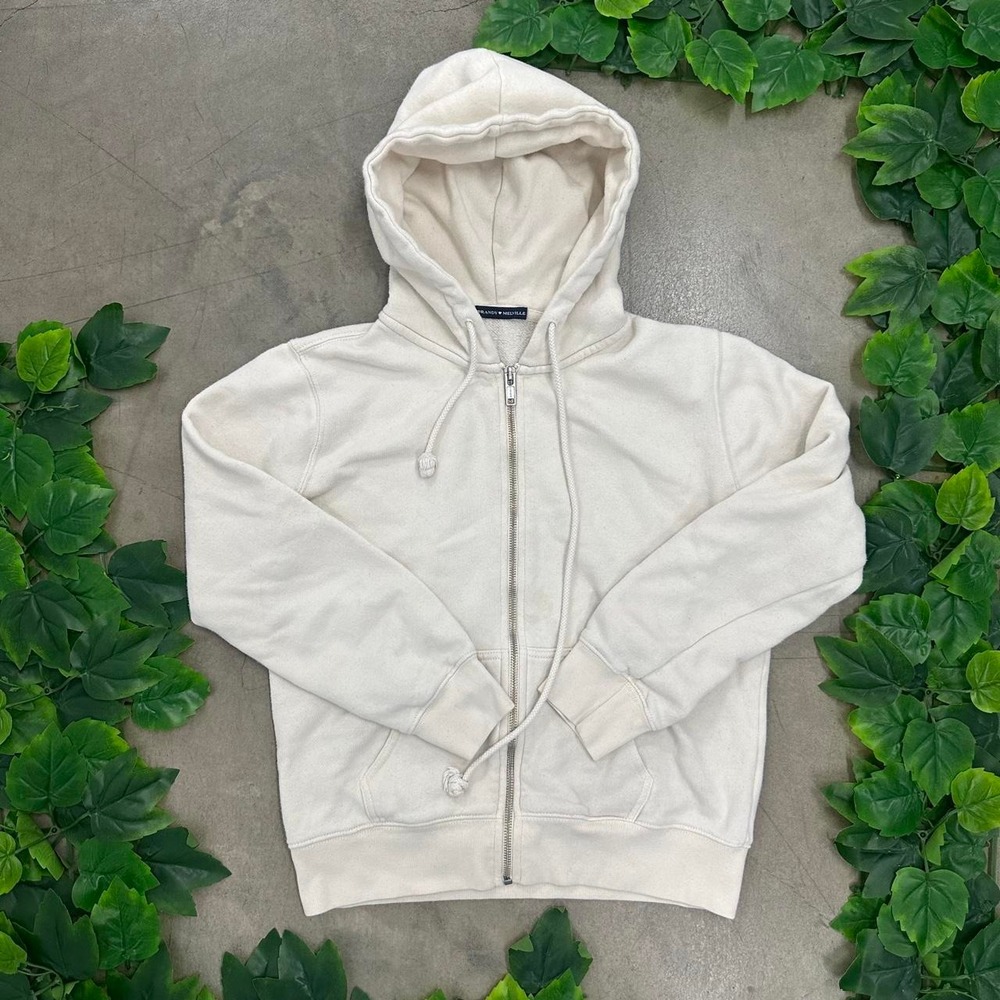Brandy Melville Cream Zip Up Hoodie